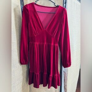 Elegant Red Velvet Dress